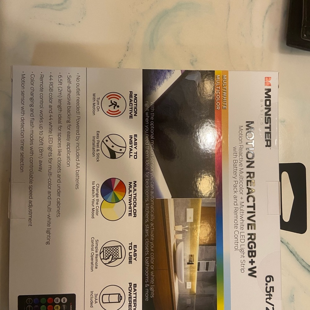 Brand new Monster Basics 6.5 ft motion reactive color changing led strip
